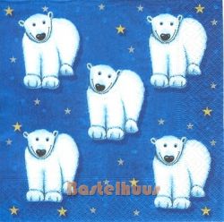 Five Polar bears blue